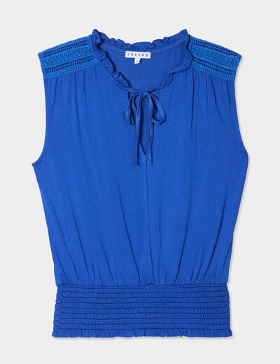 T-shirt taille smockée Creeks bleu roi femme