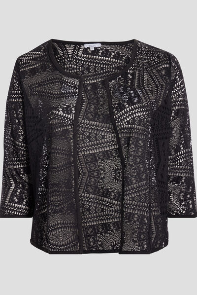 Gilet manches 3/4 noir femme grande taille