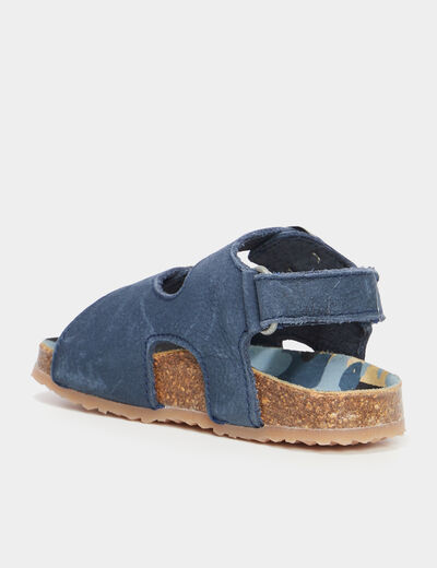 Sandales cuir boucles et scratchs Creeks bleu bébé fille