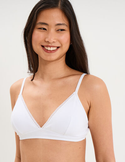 Soutien-gorge triangle padd&eacute; coton blanc femme