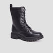 Boots à lacets zippées crantées noir femme