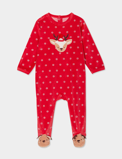 Dors-bien Noël manches longues boutonné rouge bébé