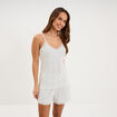 Ensemble pyjama short c&ocirc;tel&eacute; 2 pi&egrave;ces ecru femme