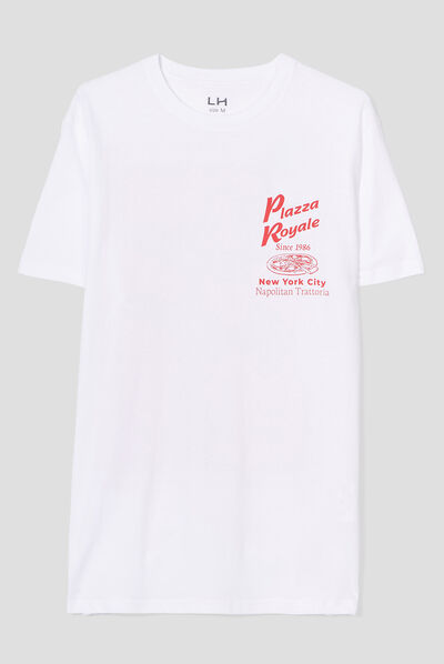 T-shirt droit manches courtes coton blanc homme