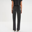 Pantalon flare fils m&eacute;tallis&eacute;s gris argent femme