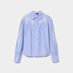 Chemise brod&eacute;e manches longues bleu ciel femme