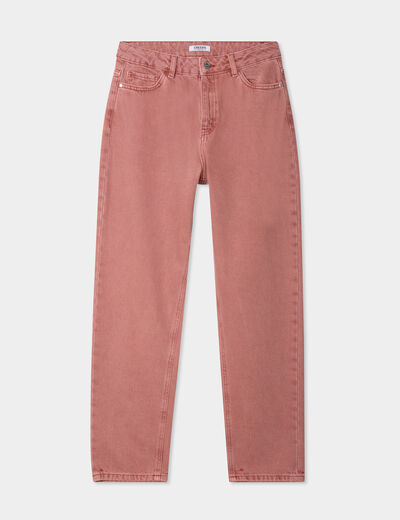 Jeans mom coton vieux rose femme