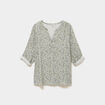 Blouse col tunisien manches 3/4 fluide vert kaki femme grande taille
