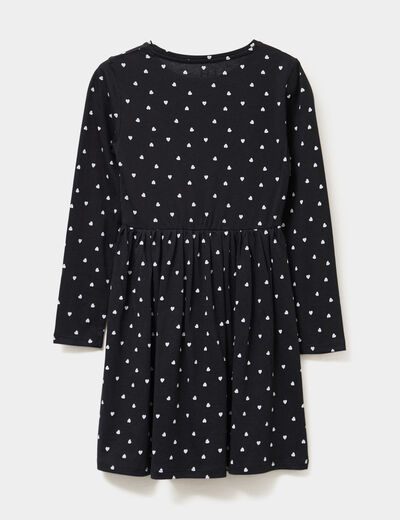 Robe évasée manches longues coton noir fille