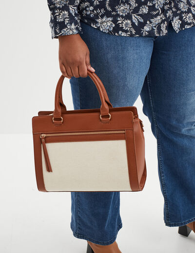 Sac à main avec anse marron cognac femme