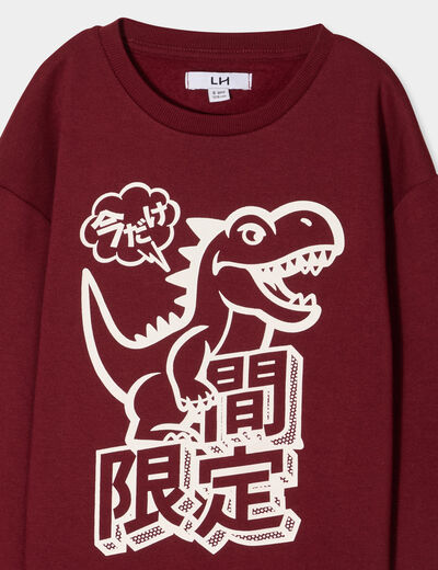 Sweat oversize manches longues bordeaux garçon