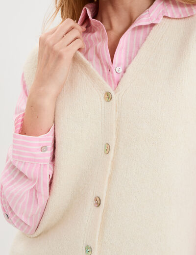 Gilet sans manches col en V blanc femme