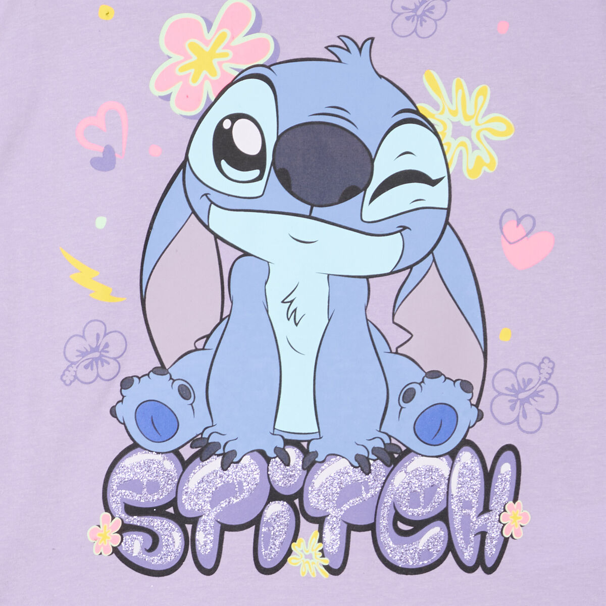 T-shirt manches courtes coton Stitch parme fille