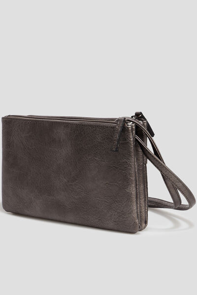 Sac bandoulière métallisé gris foncé femme