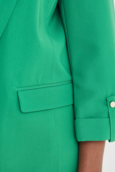 Veste blazer manches 3/4 droite vert émeraude femme