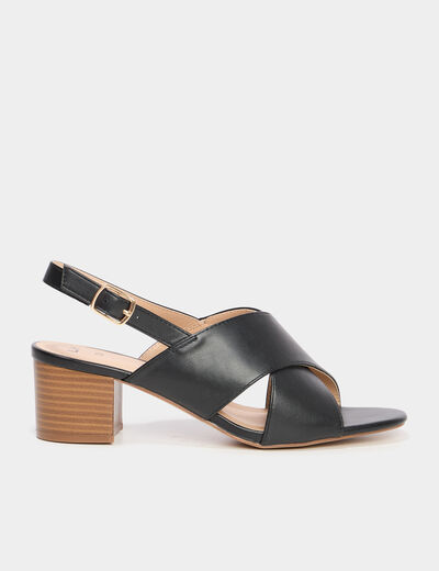 Mules à talons 5 cm noir femme