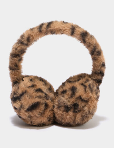 Cache-oreilles fausse fourrure camel femme