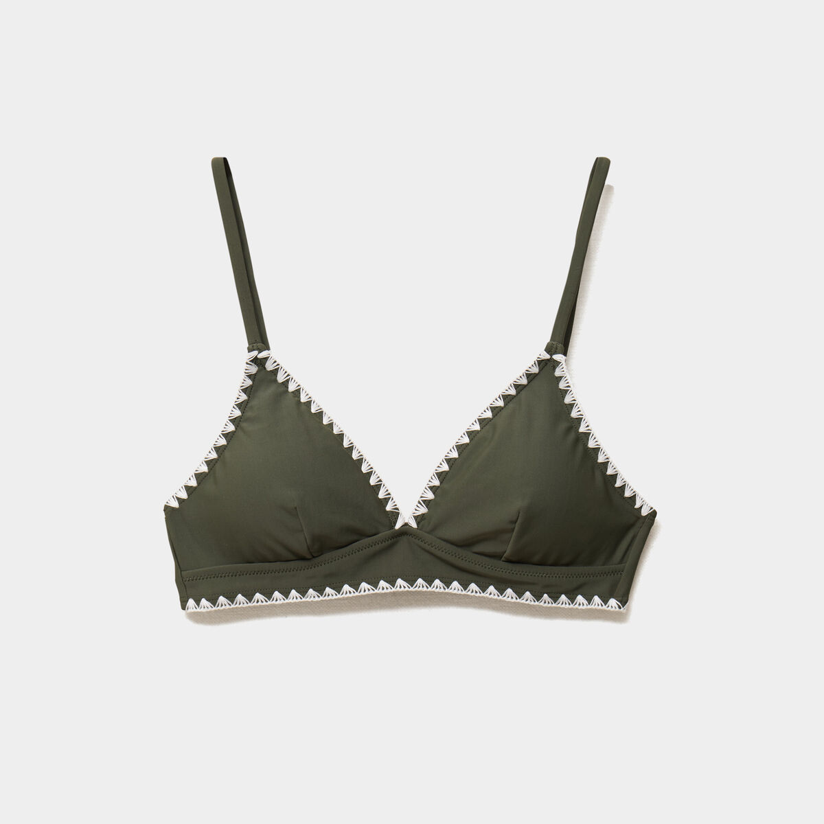 Haut de maillot de bain triangle vert kaki femme