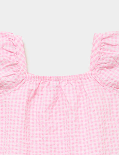 Blouse droite manches volants rose fille