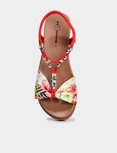 Sandales avec bride effet foulard rouge femme