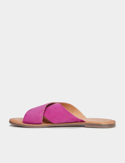 Mules brides croisées en cuir Kickers violet femme
