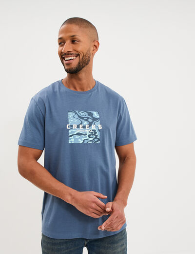 T-shirt manches courtes coton bleu gris homme