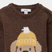 Pull col rond boutons &eacute;paule marron fonc&eacute; b&eacute;b&eacute; gar&ccedil;on