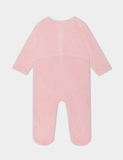 Pyjama dors-bien effet velours vieux rose bébé fille