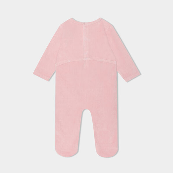 Pyjama dors-bien effet velours vieux rose bébé fille