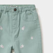 Pantalon ample brod&eacute; coton vert pastel b&eacute;b&eacute; fille