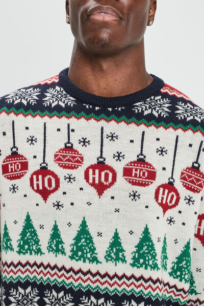 Pull de Noël manches longues multicolore homme