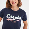 T-shirt oversize col rond coton Creeks bleu marine femme