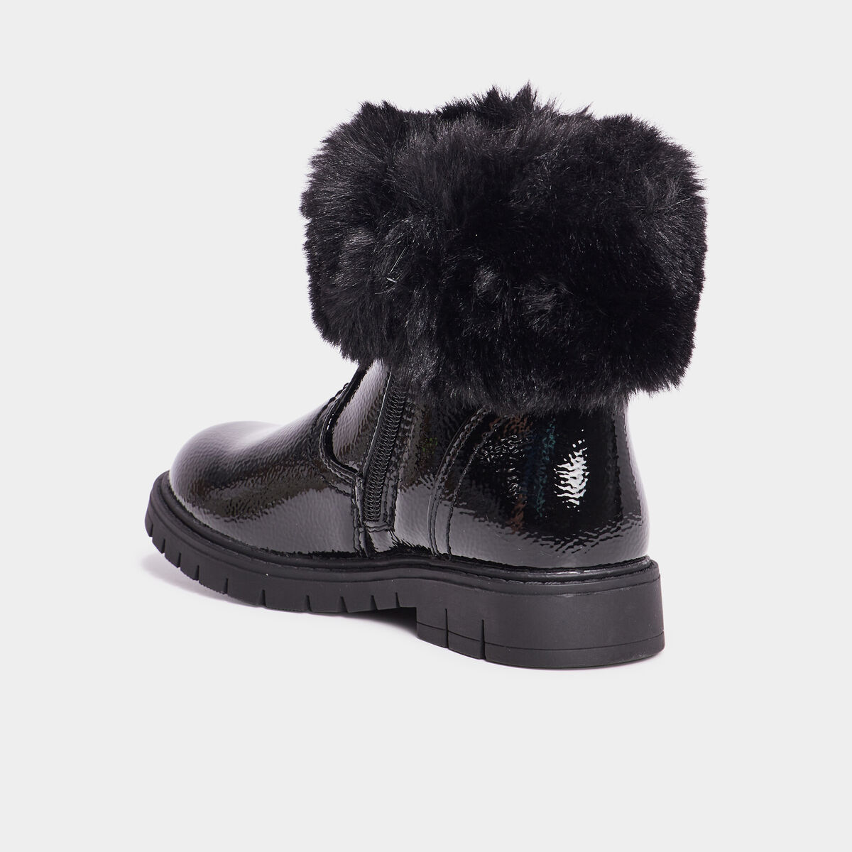 Bottines avec fausse fourrure noir fille
