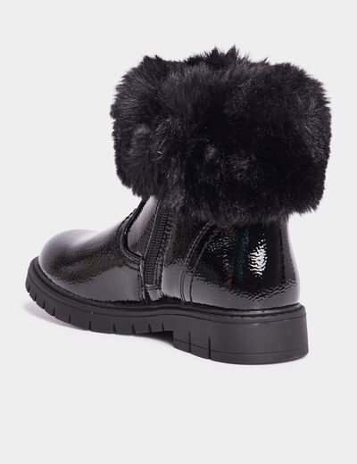 Bottines avec fausse fourrure noir fille