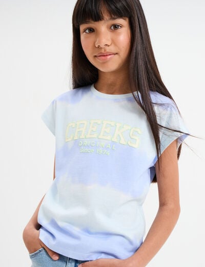 T-shirt manches courtes coton ecru fille