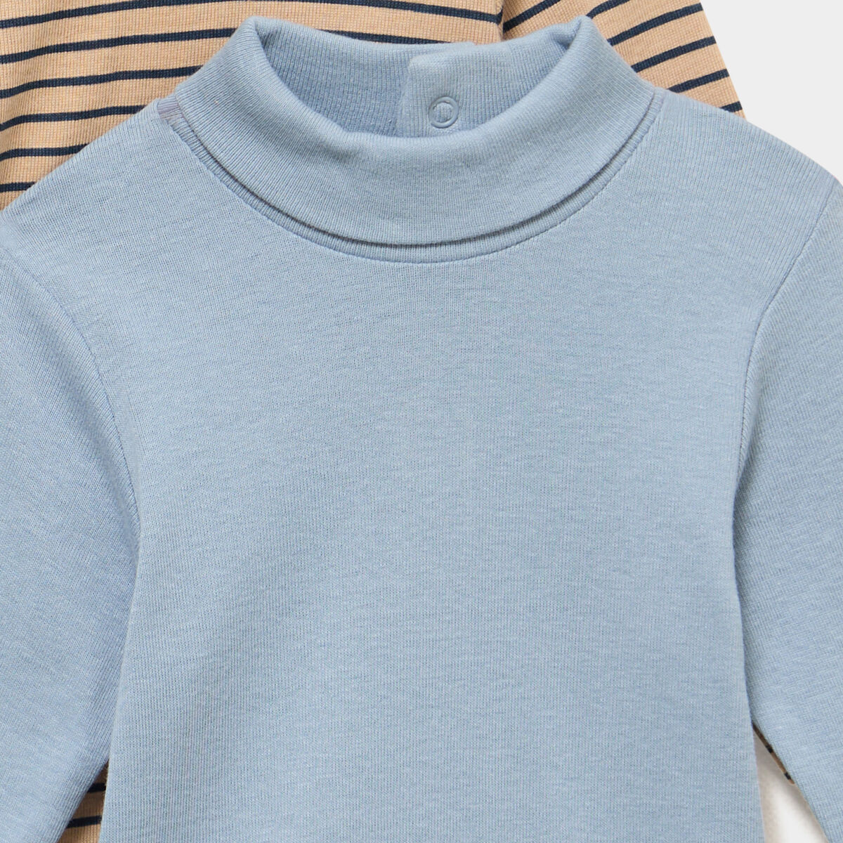 Lot 3 bodies col roul&eacute; manches longues bleu b&eacute;b&eacute;