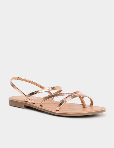 Sandales plates rose champagne femme