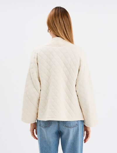 Veste esprit kimono matelassée en jersey blanc femme