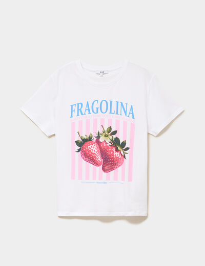 T-shirt droit avec manches courtes coton blanc femme