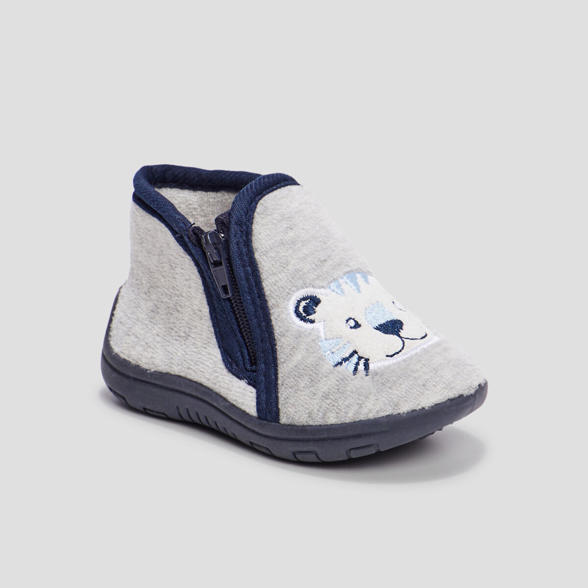 Chaussons bottillons gris b&eacute;b&eacute; gar&ccedil;on