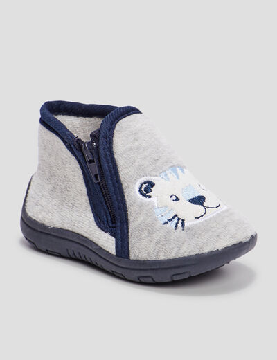 Chaussons bottillons gris bébé garçon