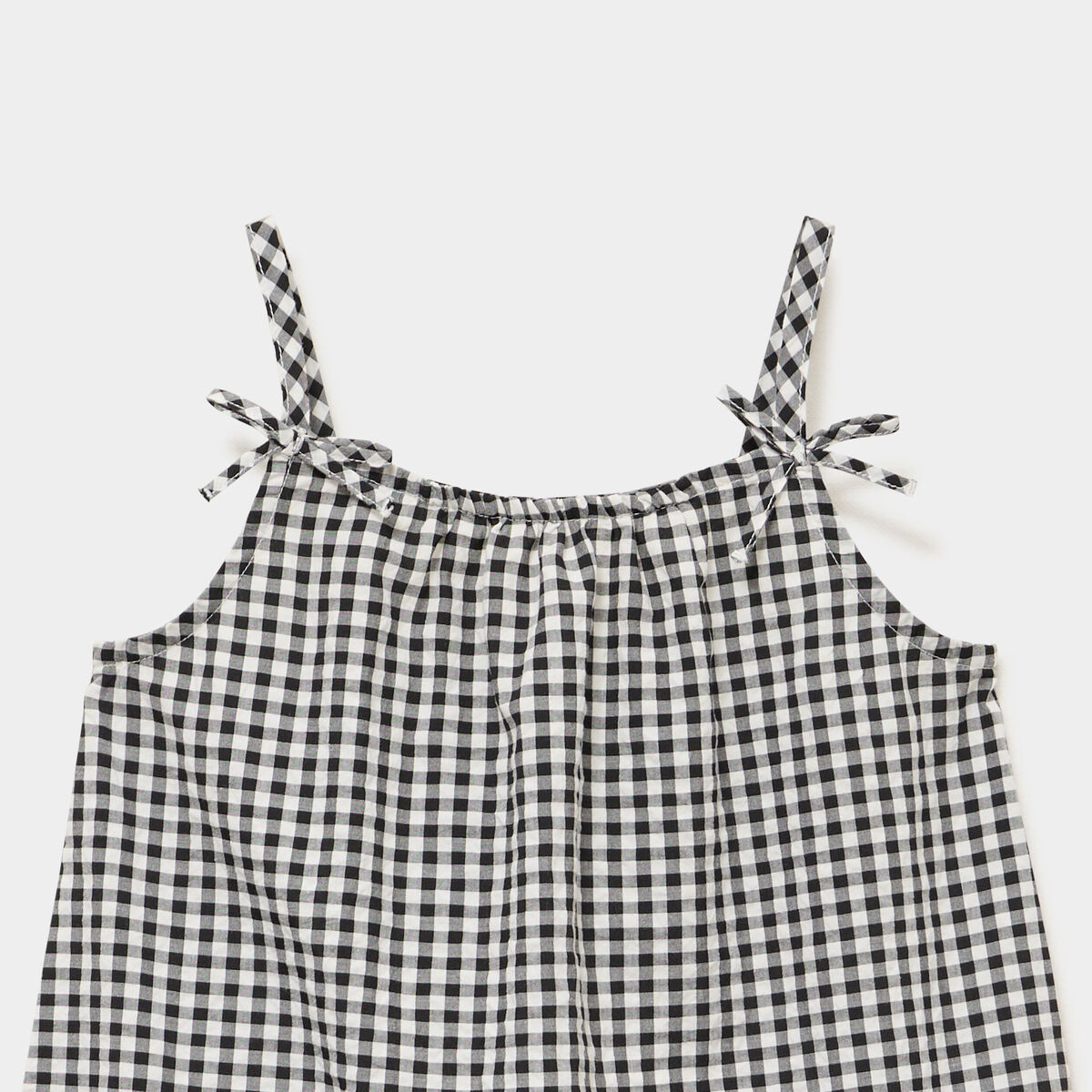 Robe courte &agrave; bretelles et volants noir fille