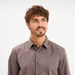 Chemise stretch manches longues gris fonc&eacute; homme