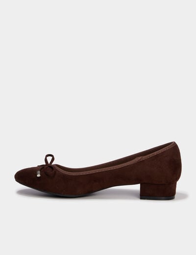 Ballerines su&eacute;dine &agrave; talons carr&eacute;s marron fonc&eacute; femme