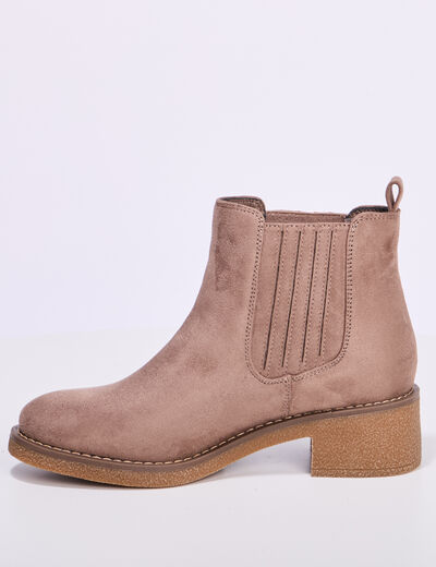 Boots chelsea talons 4 cm taupe femme