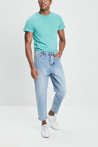 Jeans droit denim bleach homme