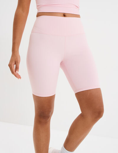 Short cycliste de sport taille haute rose clair femme