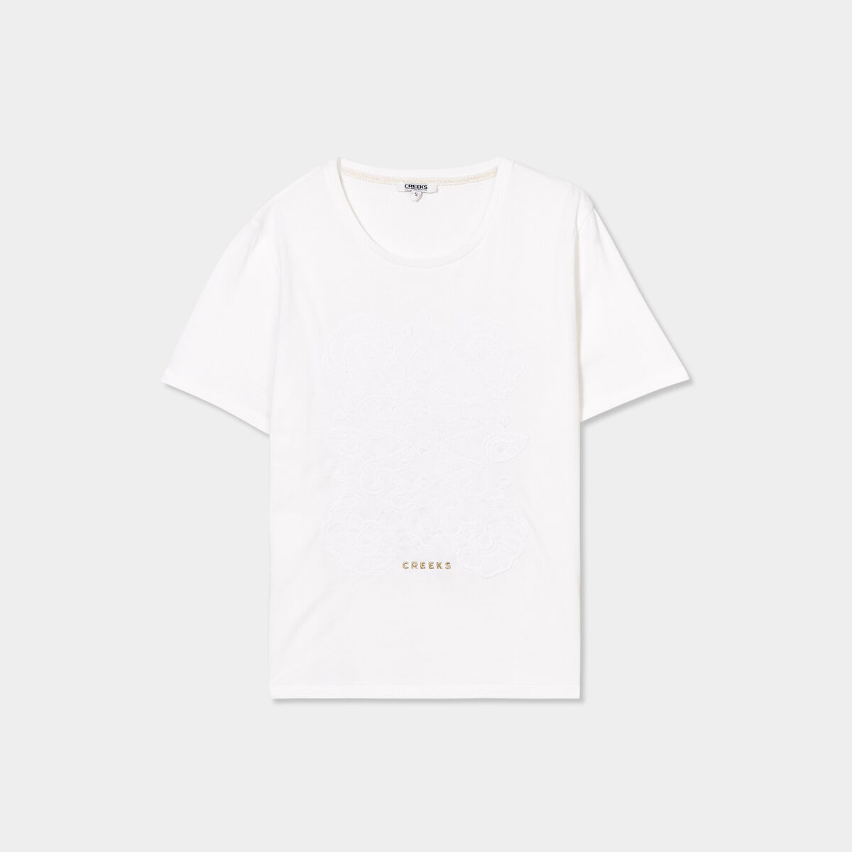 T-shirt avec broderie coton Creeks blanc femme