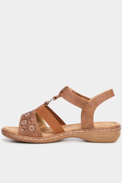 Sandales talons compens&eacute;s marron clair femme