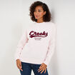 Sweat molleton col rond manches longues rose clair femme